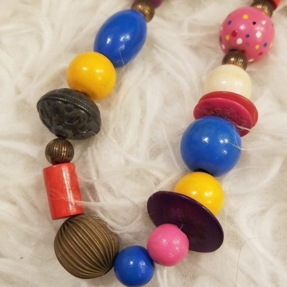 Colorful Wood Bead Necklace - Picture 5 of 5